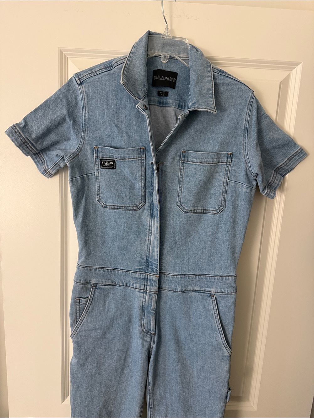 wild fable Light Blue Denim Short-Sleeve Jumpsuit size XS